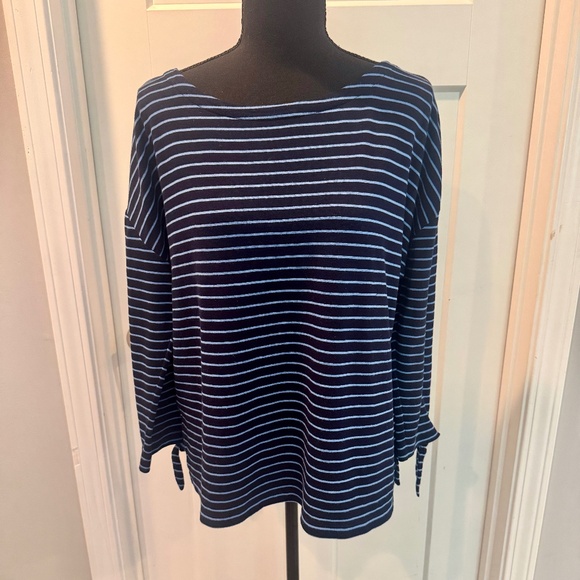 LOFT Long Sleeve Tee, M, EUC, Navy stripe - Picture 6 of 8
